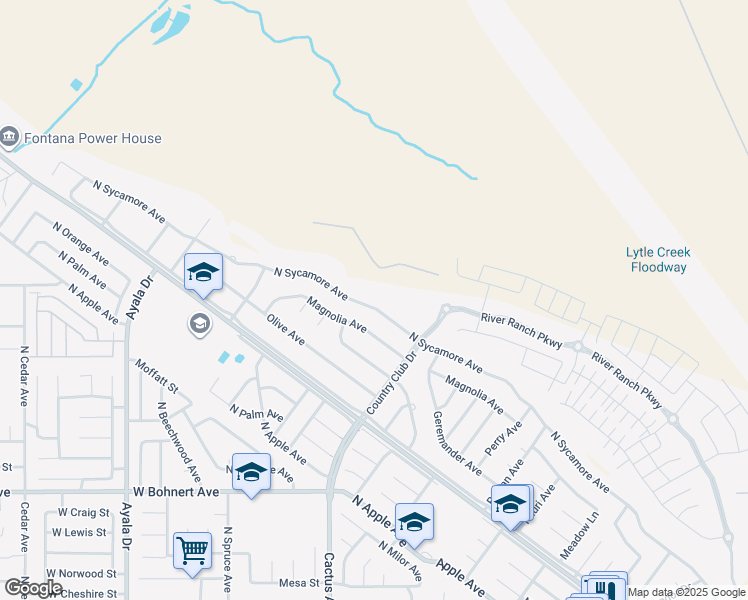 map of restaurants, bars, coffee shops, grocery stores, and more near 5723 North Sycamore Avenue in Rialto