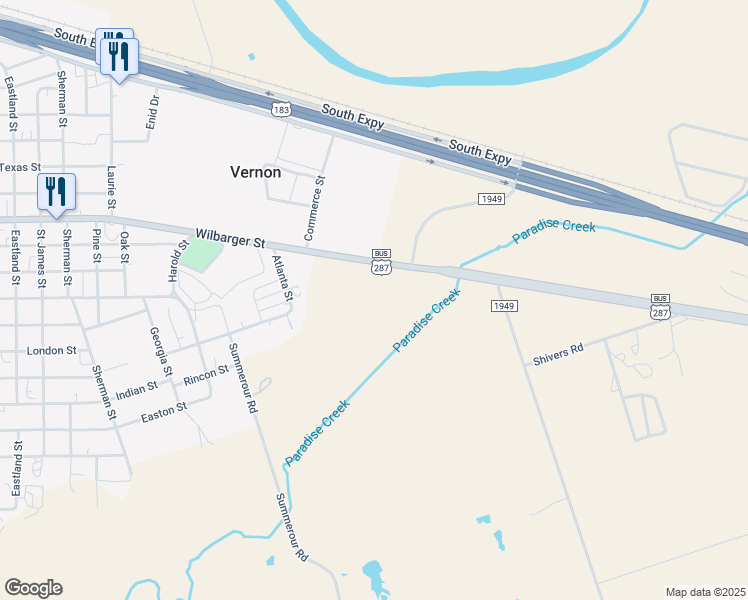 map of restaurants, bars, coffee shops, grocery stores, and more near in Vernon