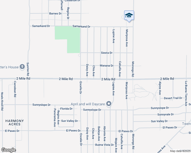 map of restaurants, bars, coffee shops, grocery stores, and more near 5681 Chia Avenue in Twentynine Palms