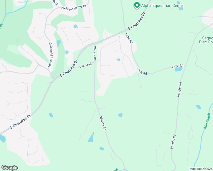 map of restaurants, bars, coffee shops, grocery stores, and more near 4529 Waters Road in Woodstock