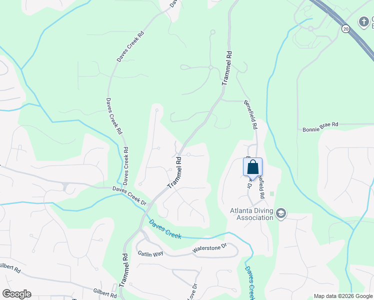 map of restaurants, bars, coffee shops, grocery stores, and more near 2385 Bradwardine Court in Cumming