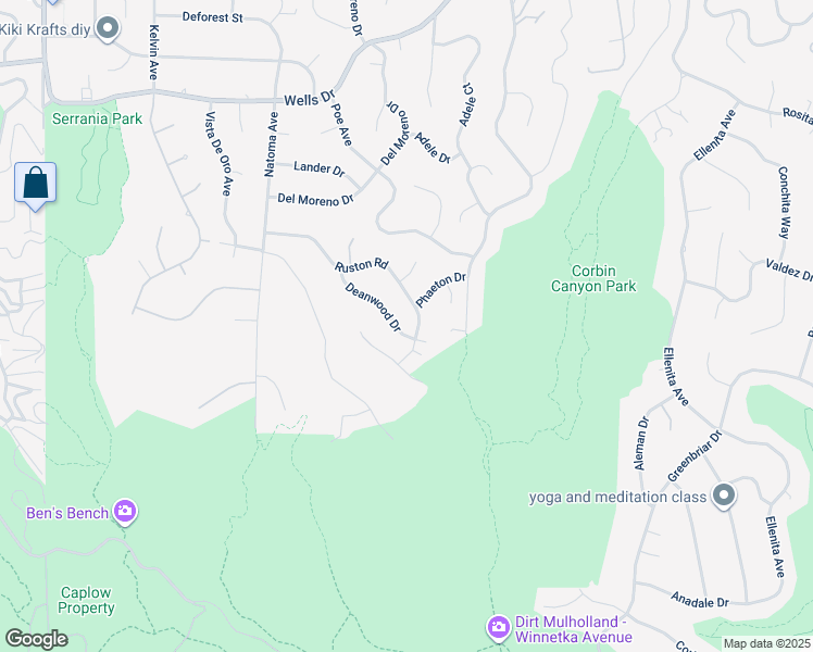 map of restaurants, bars, coffee shops, grocery stores, and more near 4424 Deanwood Drive in Los Angeles