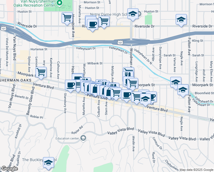 map of restaurants, bars, coffee shops, grocery stores, and more near in Los Angeles