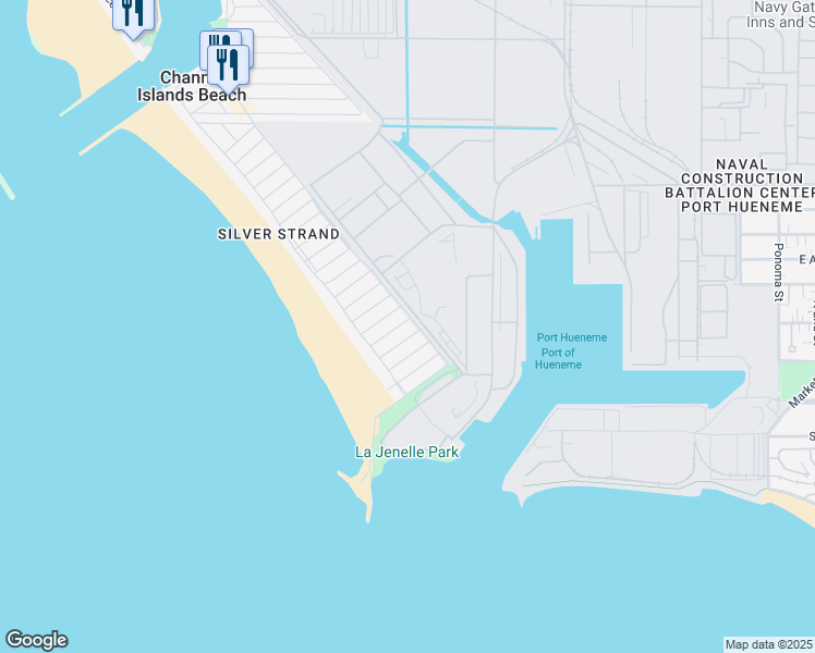map of restaurants, bars, coffee shops, grocery stores, and more near 152 Van Nuys Avenue in Oxnard