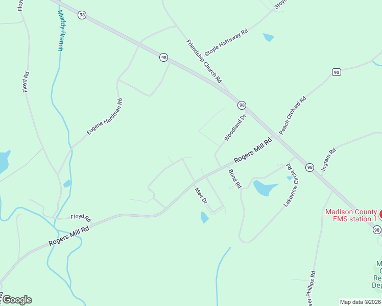 map of restaurants, bars, coffee shops, grocery stores, and more near 390 Woodpecker Point in Danielsville