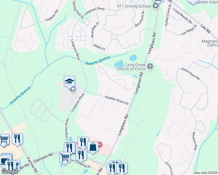 map of restaurants, bars, coffee shops, grocery stores, and more near 621 Cottontail Court North in Blythewood