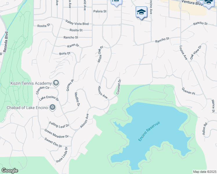map of restaurants, bars, coffee shops, grocery stores, and more near 4450 Coronet Drive in Los Angeles