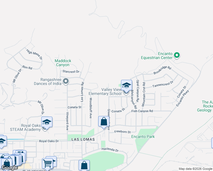 map of restaurants, bars, coffee shops, grocery stores, and more near 207 Greenbank Avenue in Duarte