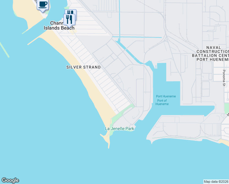 map of restaurants, bars, coffee shops, grocery stores, and more near 153 Island View Avenue in Oxnard