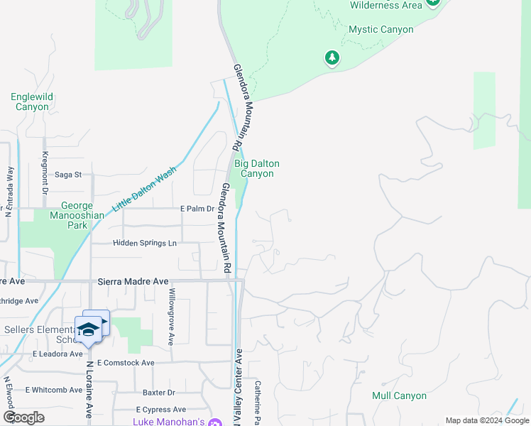 map of restaurants, bars, coffee shops, grocery stores, and more near 893 Wick Lane in Glendora