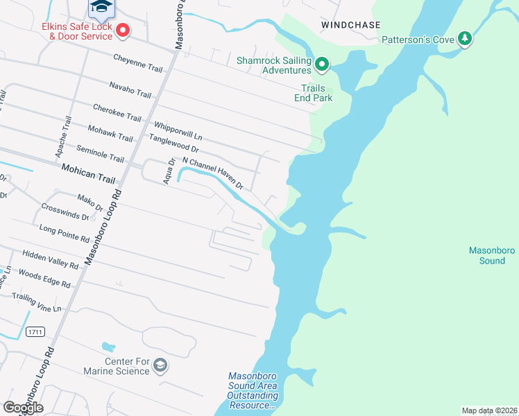 map of restaurants, bars, coffee shops, grocery stores, and more near 306 Channel Haven Drive North in Wilmington
