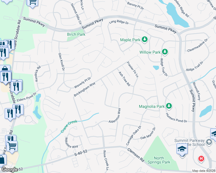 map of restaurants, bars, coffee shops, grocery stores, and more near 16 Newquay Court in Columbia