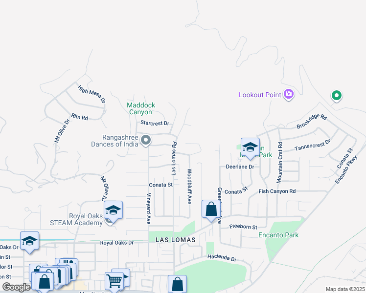 map of restaurants, bars, coffee shops, grocery stores, and more near 2700 Starpine Drive in Duarte