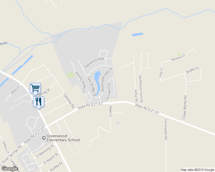 map of restaurants, bars, coffee shops, grocery stores, and more near 2136 Carriage Place Drive in Florence