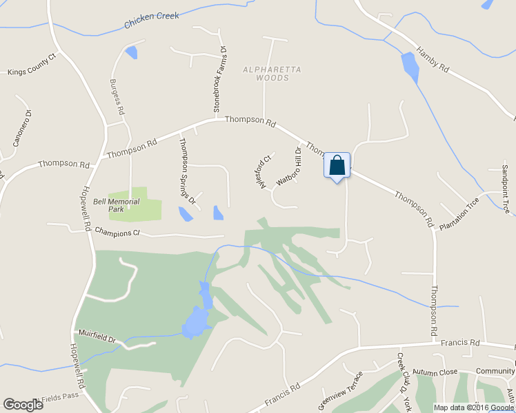 map of restaurants, bars, coffee shops, grocery stores, and more near 585 Watboro Hill Dr in Alpharetta