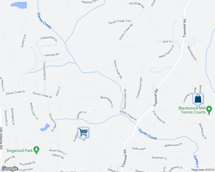 map of restaurants, bars, coffee shops, grocery stores, and more near 7445 Bronson Way in Cumming