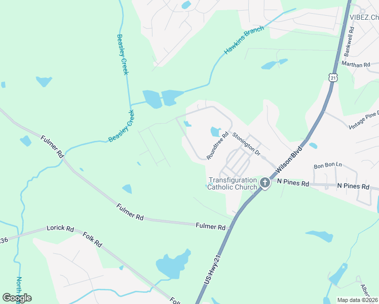 map of restaurants, bars, coffee shops, grocery stores, and more near 64 Roundtree Road in Blythewood