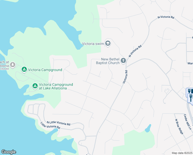 map of restaurants, bars, coffee shops, grocery stores, and more near 1208 Acorn Lane in Woodstock