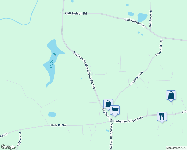map of restaurants, bars, coffee shops, grocery stores, and more near 1031 Taylorsville Macedonia Road Southwest in Taylorsville