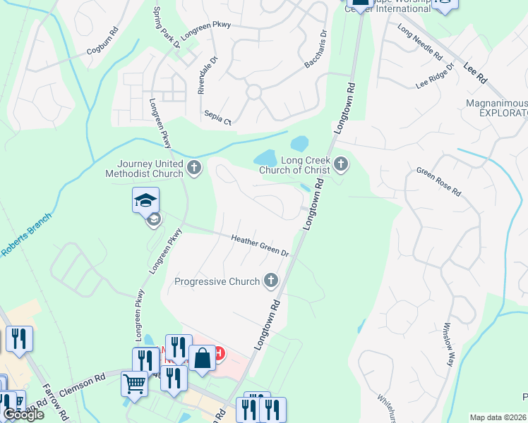 map of restaurants, bars, coffee shops, grocery stores, and more near 187 Big Game Loop in Columbia