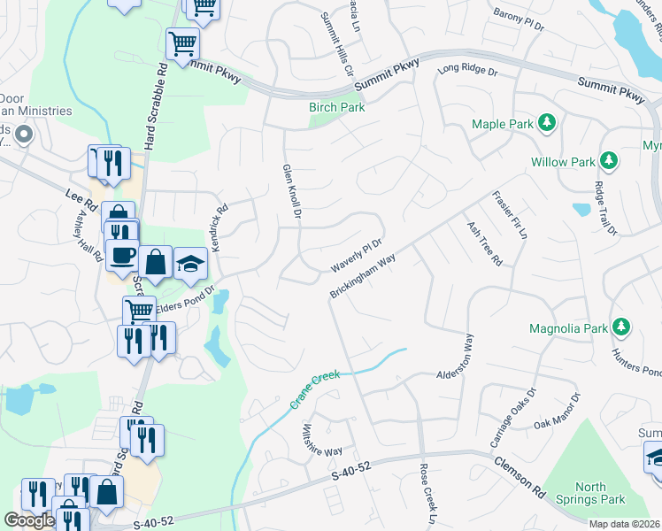 map of restaurants, bars, coffee shops, grocery stores, and more near 1328 Waverly Place Lane in Columbia
