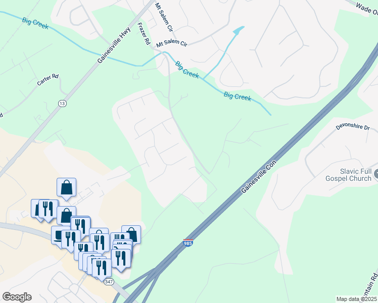 map of restaurants, bars, coffee shops, grocery stores, and more near 5403 Timber Wild Lane in Buford