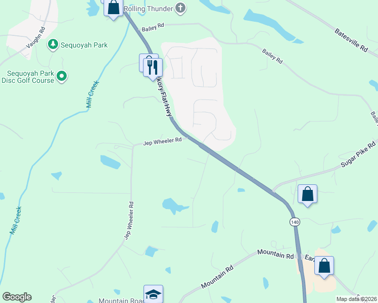 map of restaurants, bars, coffee shops, grocery stores, and more near 308 Mark Court in Woodstock