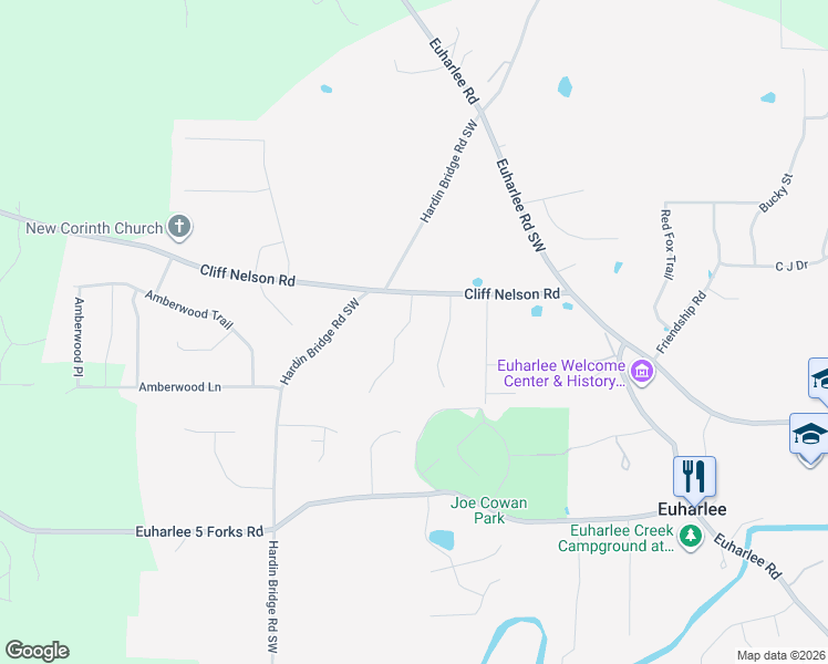 map of restaurants, bars, coffee shops, grocery stores, and more near 11 Moss Lane in Euharlee