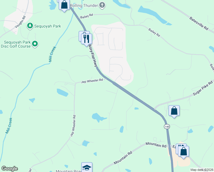 map of restaurants, bars, coffee shops, grocery stores, and more near 308 Mark Ct in Woodstock