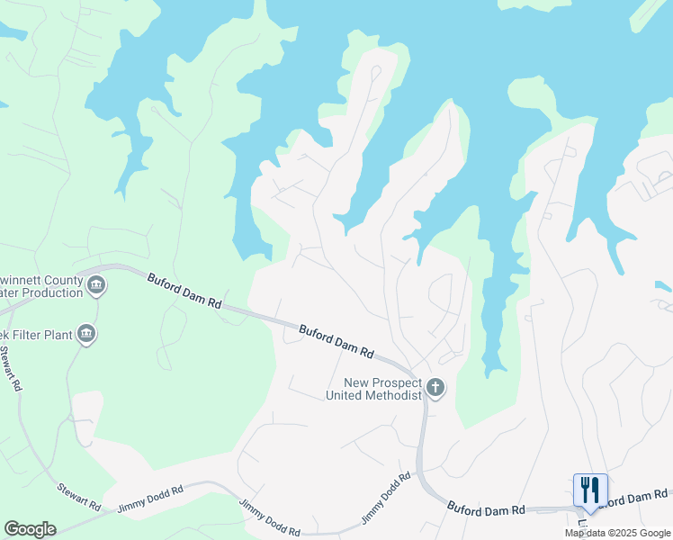 map of restaurants, bars, coffee shops, grocery stores, and more near 2010 Morgan Way Northeast in Buford