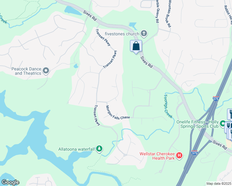map of restaurants, bars, coffee shops, grocery stores, and more near 310 Windsor Falls Drive in Canton