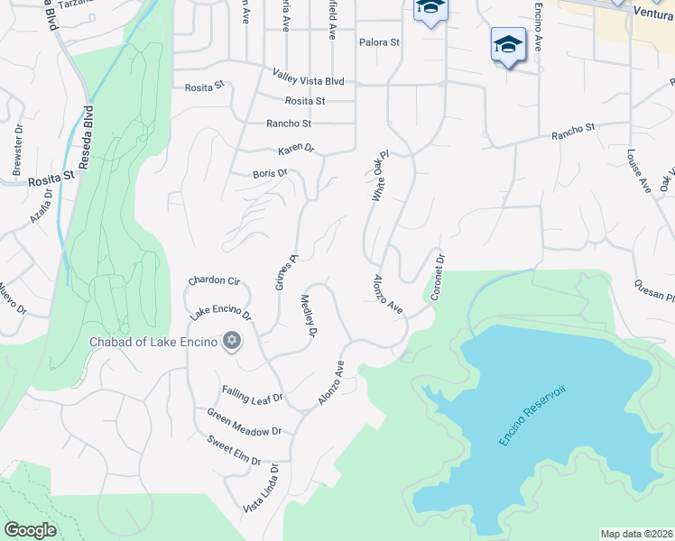 map of restaurants, bars, coffee shops, grocery stores, and more near 4412 Medley Place in Los Angeles