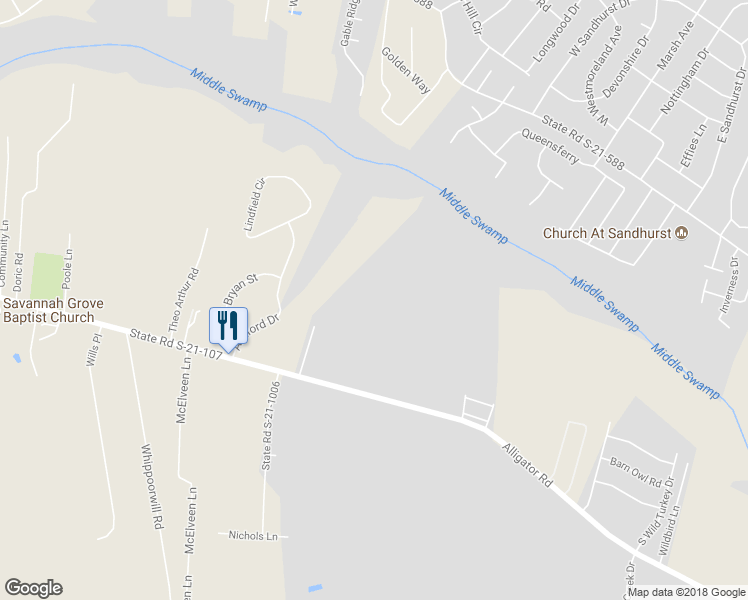 map of restaurants, bars, coffee shops, grocery stores, and more near 2129 Alligator Road in Effingham