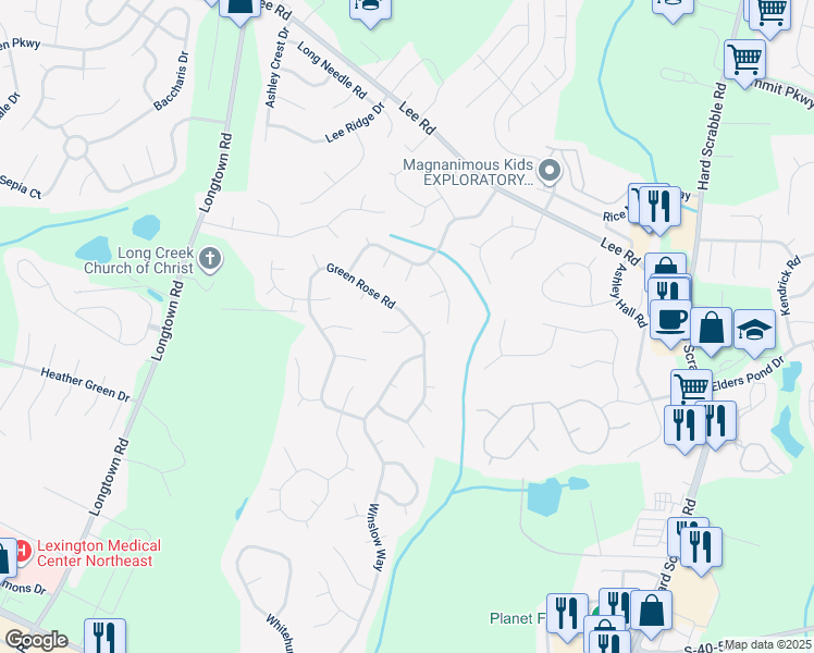 map of restaurants, bars, coffee shops, grocery stores, and more near 104 Touchfield Court in Columbia