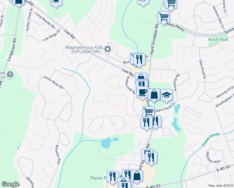 map of restaurants, bars, coffee shops, grocery stores, and more near 220 Ashley Place Road in Columbia