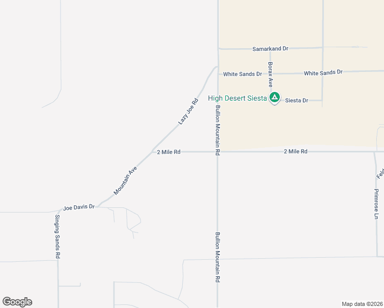 map of restaurants, bars, coffee shops, grocery stores, and more near 2 Mile Road in Twentynine Palms