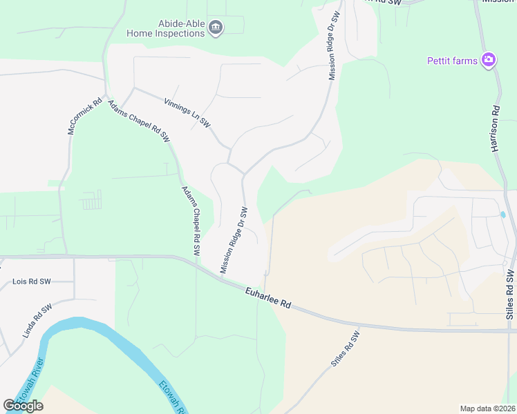 map of restaurants, bars, coffee shops, grocery stores, and more near 71 Mission Ridge Drive Southwest in Cartersville