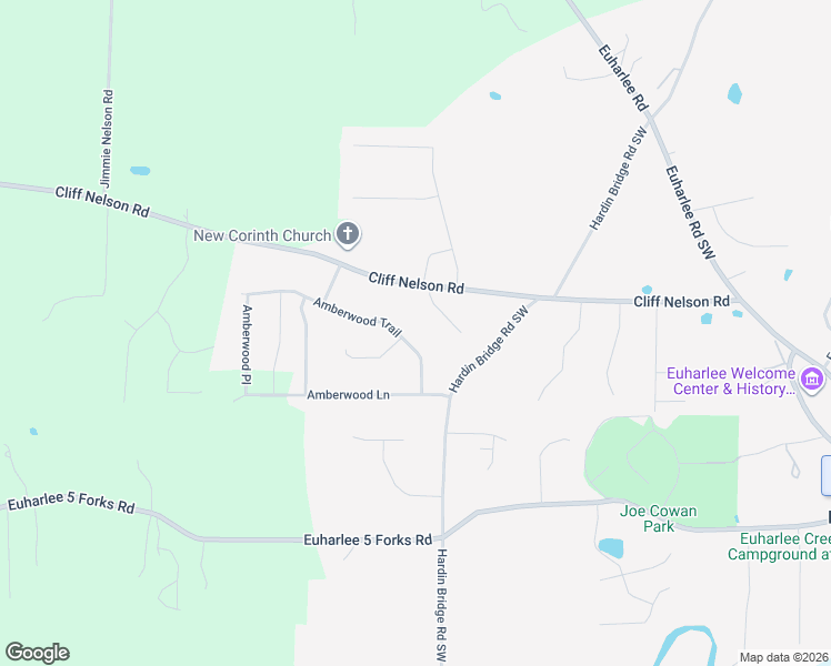 map of restaurants, bars, coffee shops, grocery stores, and more near 210 Amberwood Trail in Euharlee