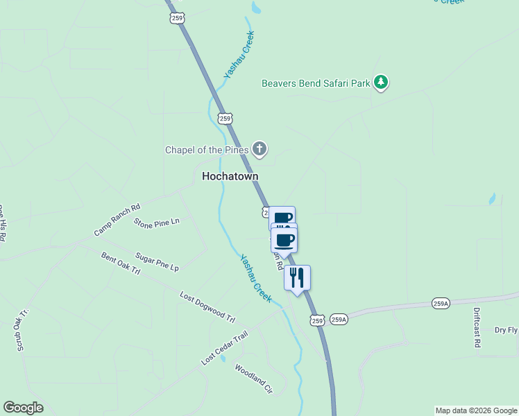 map of restaurants, bars, coffee shops, grocery stores, and more near 8949 U.S. 259 in Idabel