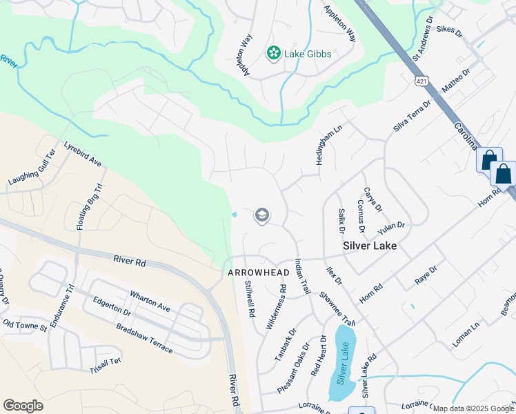 map of restaurants, bars, coffee shops, grocery stores, and more near 4617 Indian Trail in Wilmington