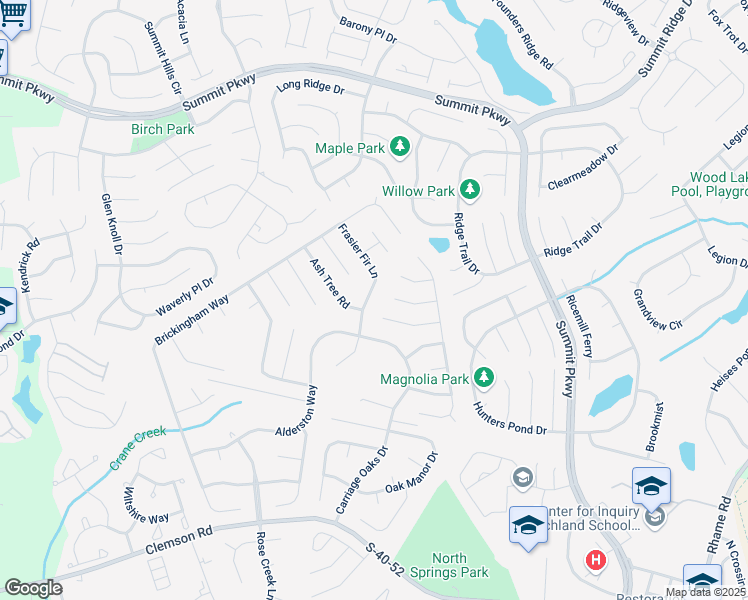 map of restaurants, bars, coffee shops, grocery stores, and more near 168 Frasier Fir Lane in Columbia