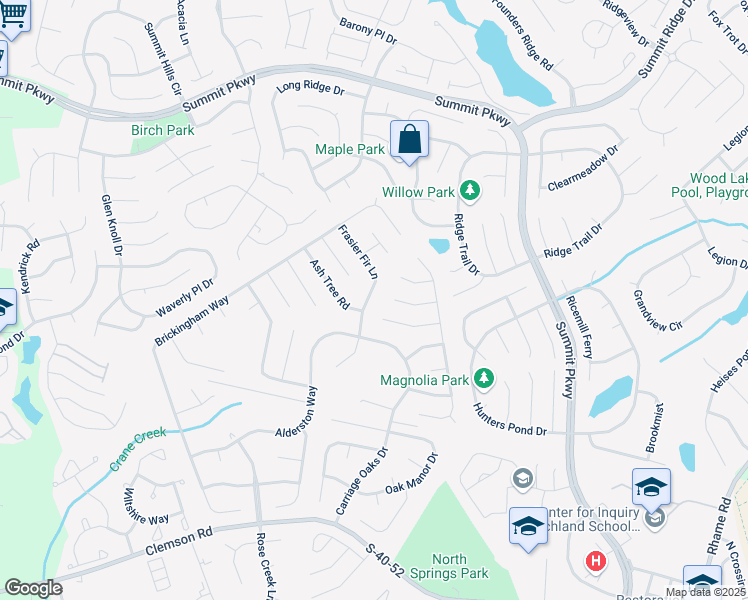 map of restaurants, bars, coffee shops, grocery stores, and more near 168 Frasier Fir Lane in Columbia