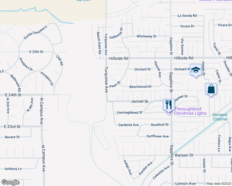 map of restaurants, bars, coffee shops, grocery stores, and more near 5716 Indigo Avenue in Rancho Cucamonga