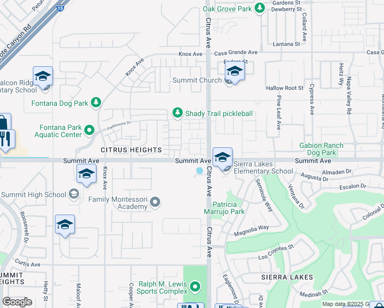 map of restaurants, bars, coffee shops, grocery stores, and more near in Fontana