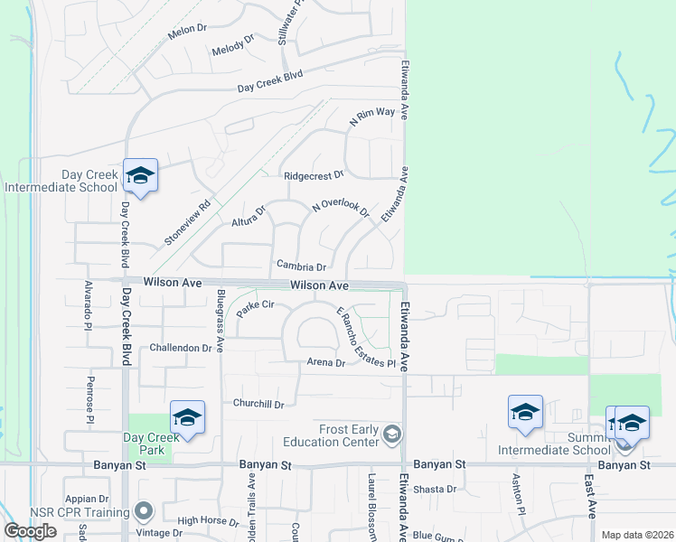 map of restaurants, bars, coffee shops, grocery stores, and more near 5693 Carmello Court in Rancho Cucamonga