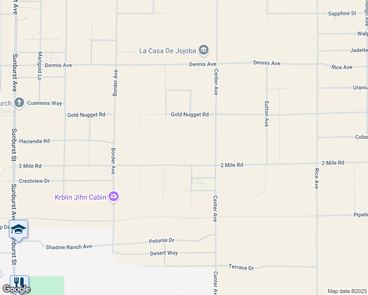 map of restaurants, bars, coffee shops, grocery stores, and more near Neptune Avenue in Joshua Tree