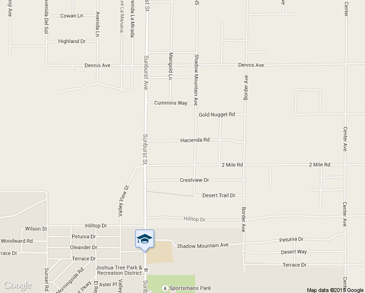 map of restaurants, bars, coffee shops, grocery stores, and more near 62251 Hacienda Road in Joshua Tree