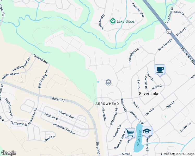 map of restaurants, bars, coffee shops, grocery stores, and more near 4600 Indian Trail in Wilmington