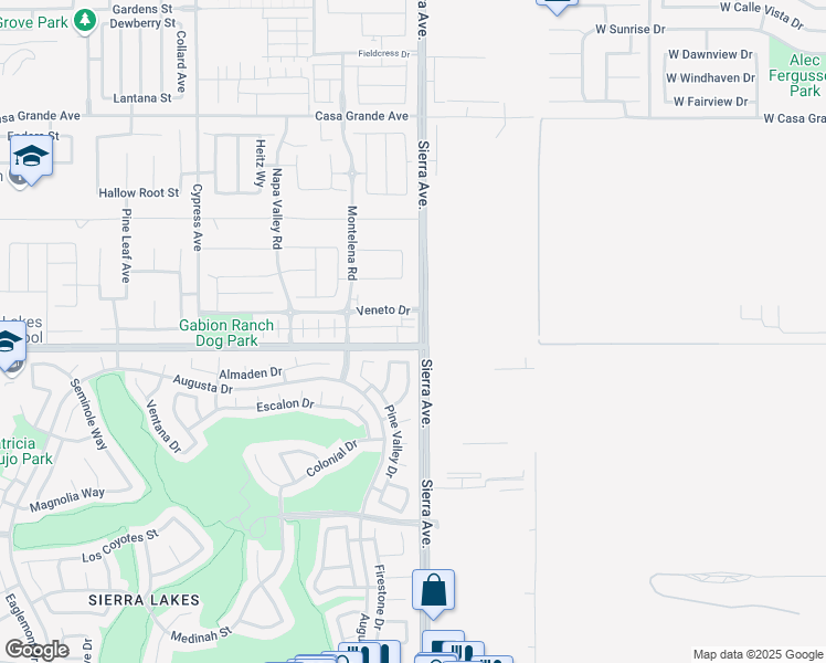 map of restaurants, bars, coffee shops, grocery stores, and more near 16771 Wyndham Lane in Fontana