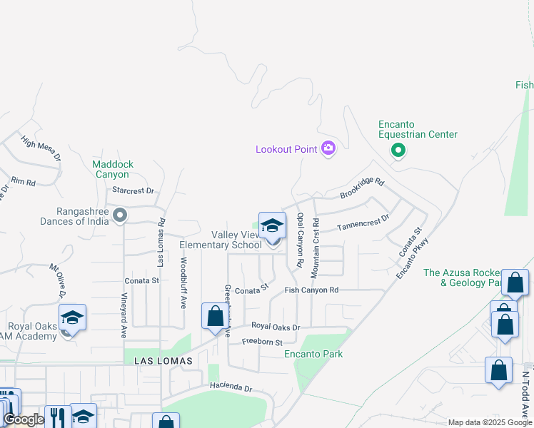 map of restaurants, bars, coffee shops, grocery stores, and more near 201 Melcanyon Road in Duarte